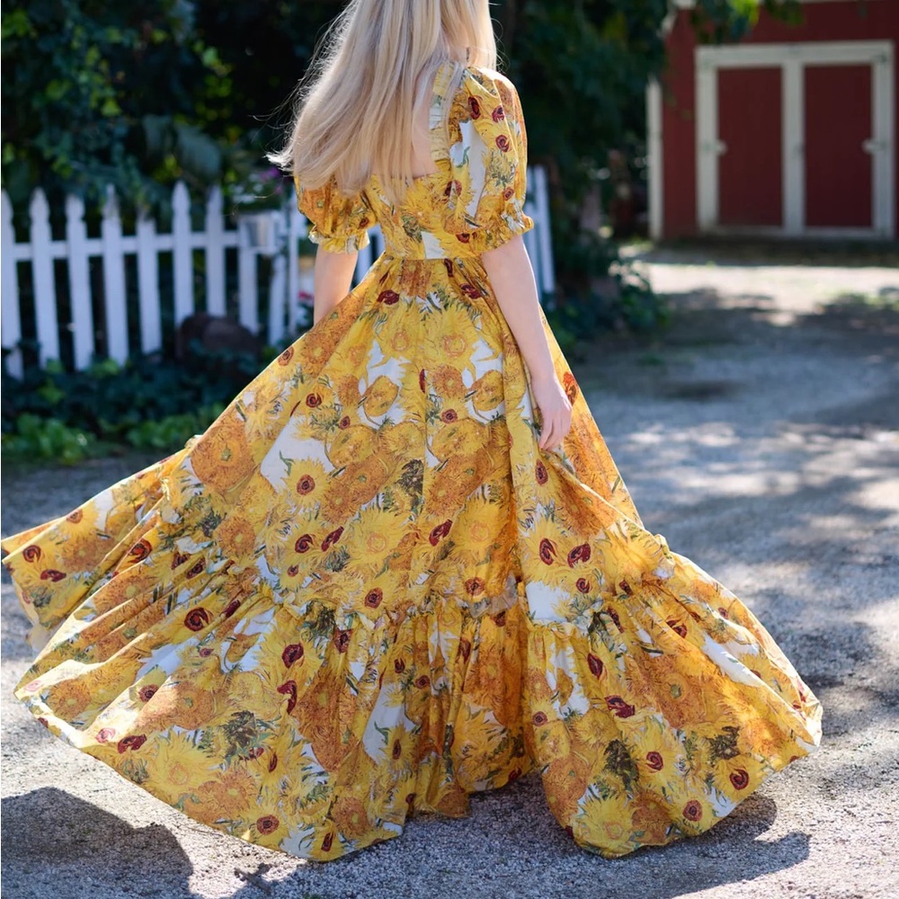 SOLD NWT SELKIE Sunflowers Cotton Ritz Gown - Picture 5 of 13